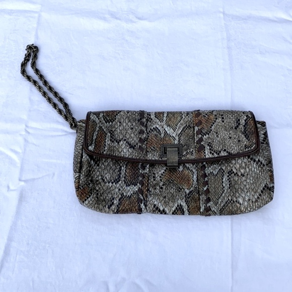 Gently Used Jessica Simpson Brown Snakeskin Clutch